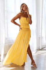 HELLO MOLLY Stay Fun Maxi Skirt Mustard