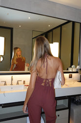 Clean Slate Tailored Halter Top Brown
