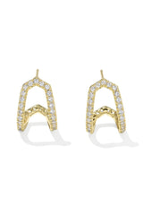 Daphne Pave Gold Huggie Earrings White CZ