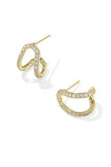 Daphne Pave Gold Huggie Earrings White CZ