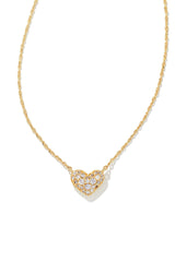 KENDRA SCOTT Ari Gold Pave Crystal Heart Necklace Gold Metal White Crystal