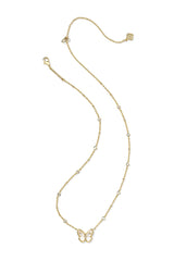Cailey Butterfly Gold Short Pendant Necklace Ivory Mother Of Pearl