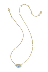 Elisa Luxe Gold Short Pendant Necklace Light Blue CZ