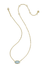 Elisa Luxe Gold Short Pendant Necklace Light Blue CZ