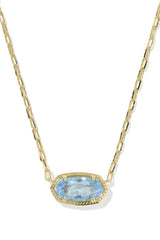 Elisa Luxe Gold Short Pendant Necklace Light Blue CZ