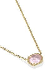 Daphne Gold Frame Short Pendant Necklace Light Pink Mother Of Pearl