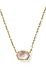 Daphne Gold Frame Short Pendant Necklace Light Pink Mother Of Pearl