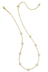 Jane Gold Strand Necklace White Enamel