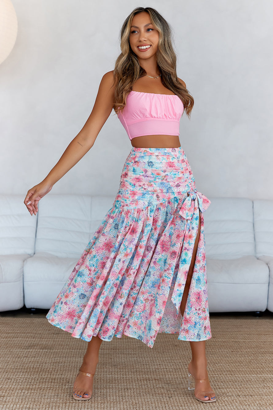 HELLO MOLLY Picnic In The Summer Maxi Skirt Pink