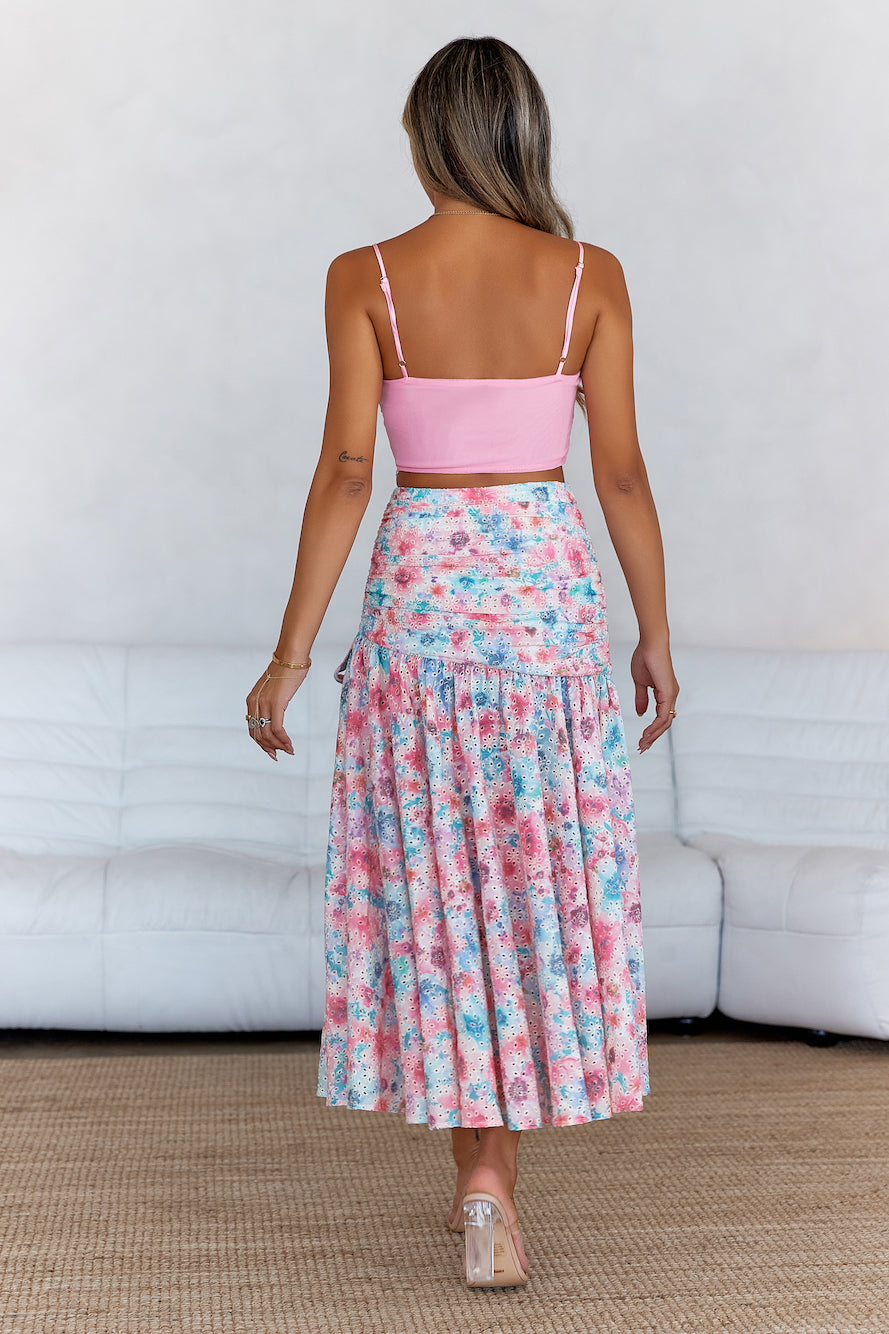 HELLO MOLLY Picnic In The Summer Maxi Skirt Pink