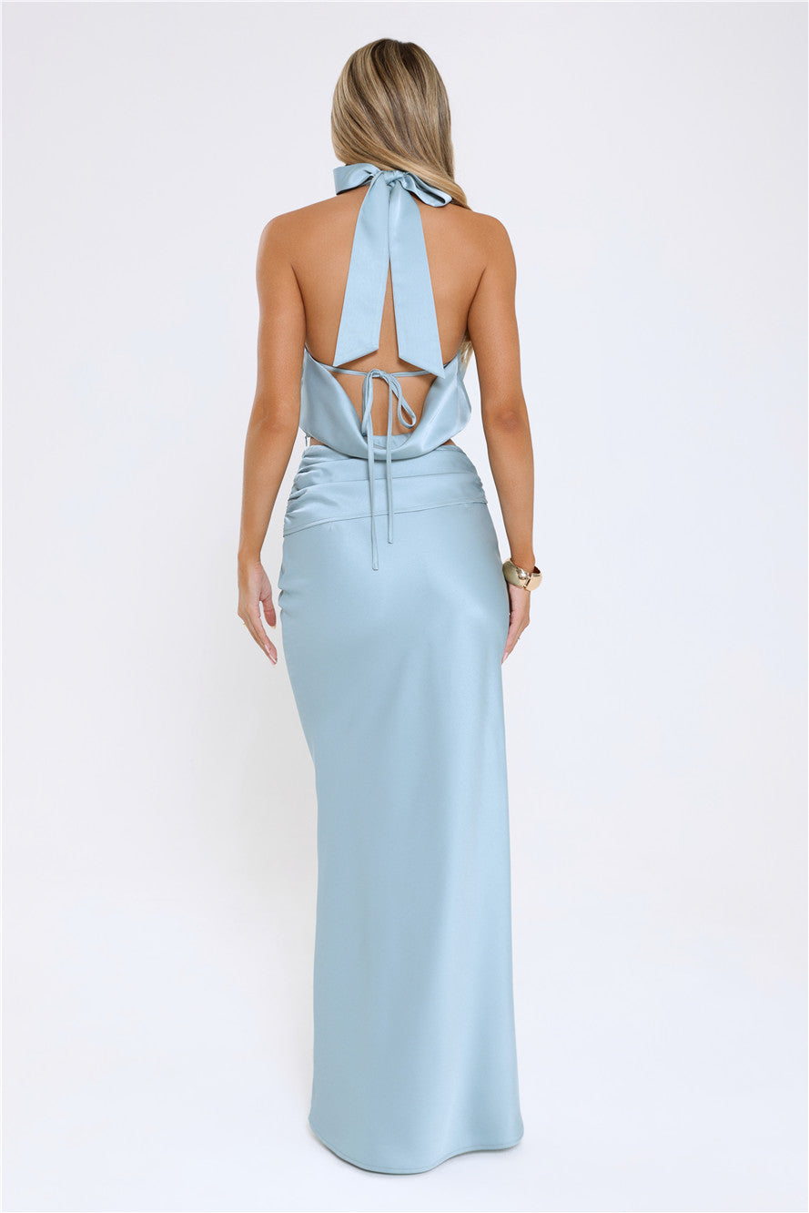 Dreambound Satin Halter Top Blue