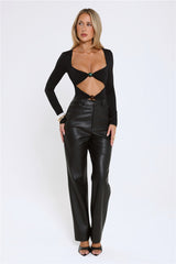 Flirt Game Strong Long Sleeve Bodysuit Black
