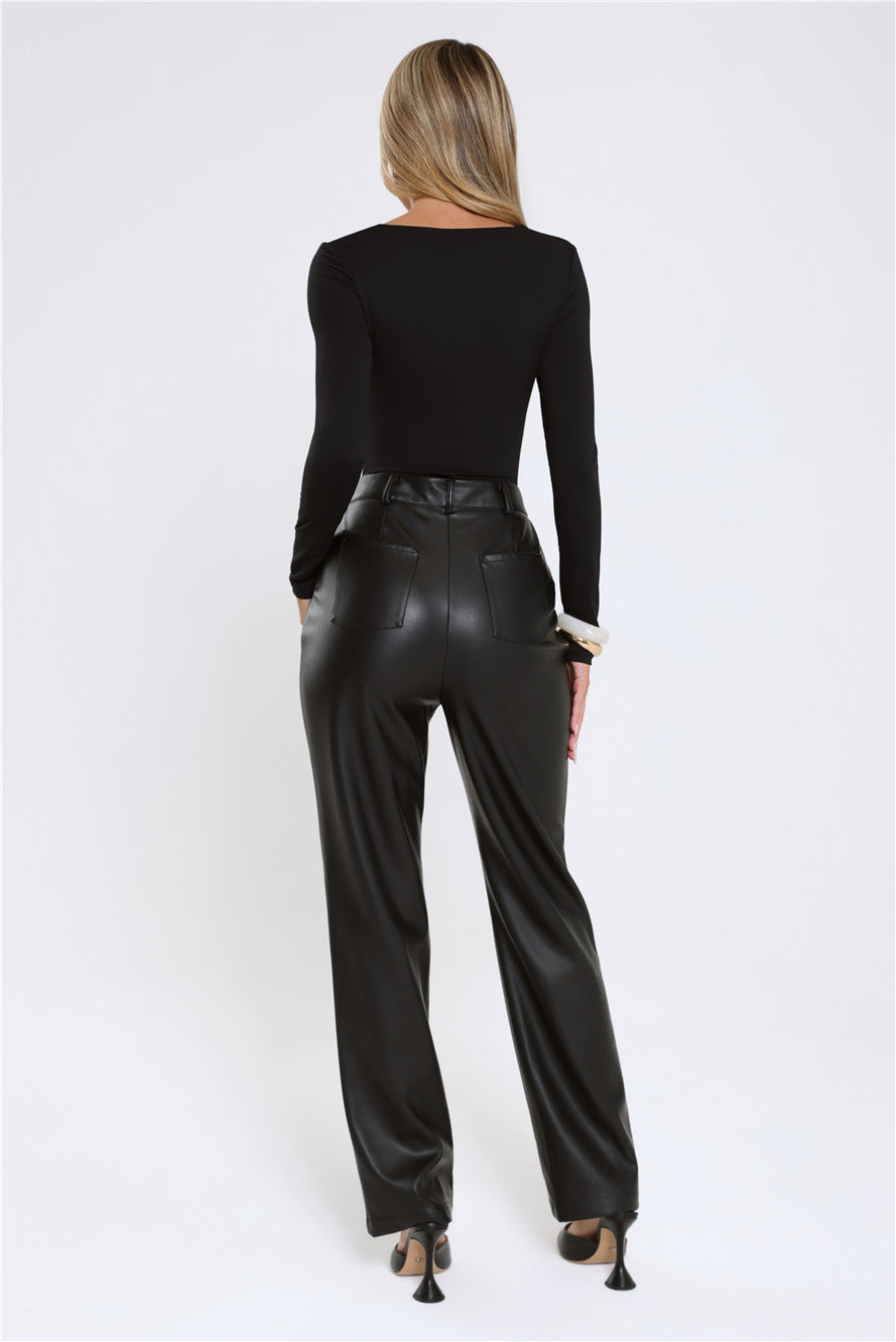 Flirt Game Strong Long Sleeve Bodysuit Black