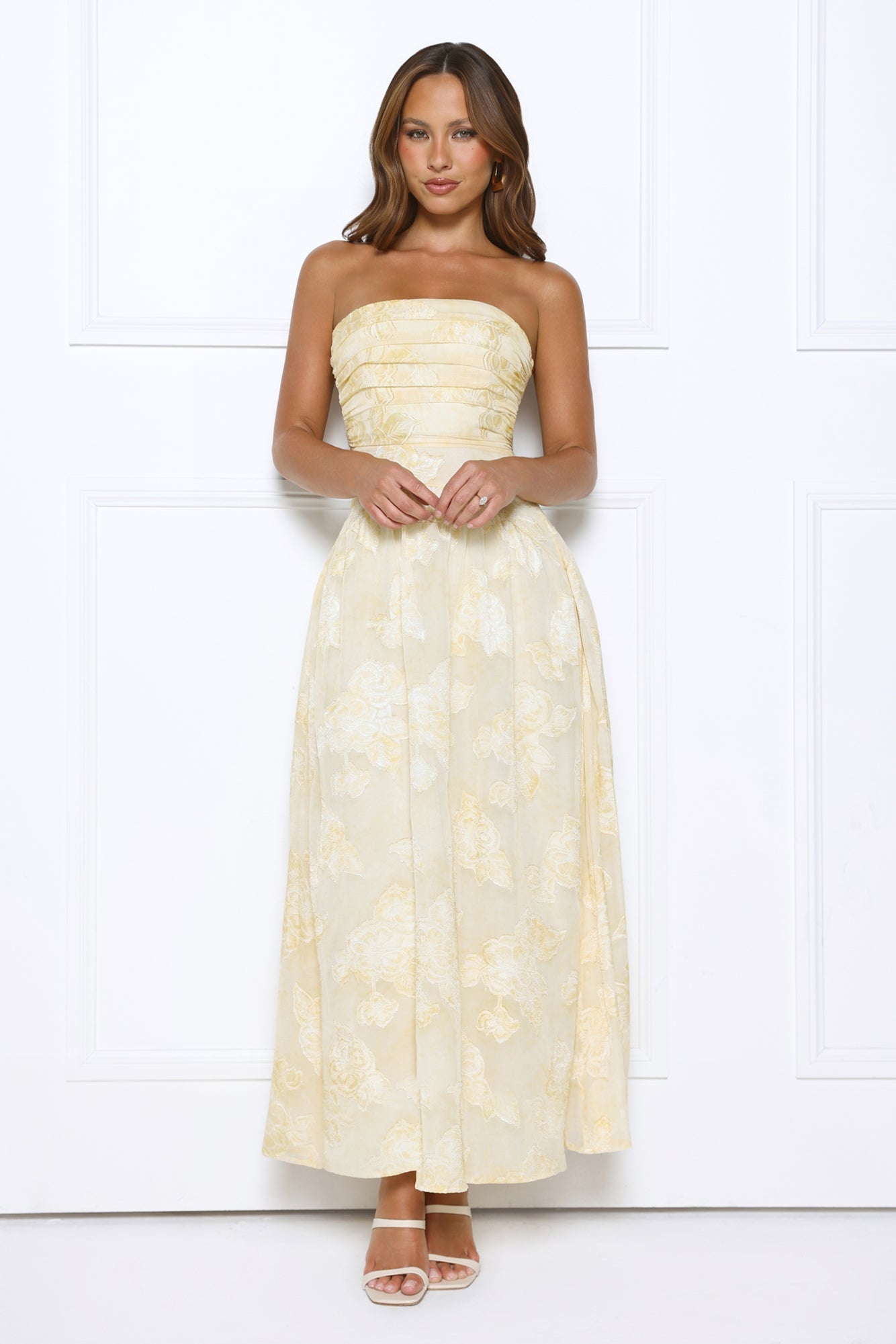 Gorgeous Temptation Strapless Maxi Dress Yellow