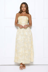Gorgeous Temptation Strapless Maxi Dress Yellow