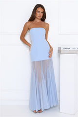 Dewkissed Bloom Strapless Maxi Dress Blue