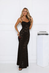 Lace Extraordinaire Sheer Maxi Dress Black