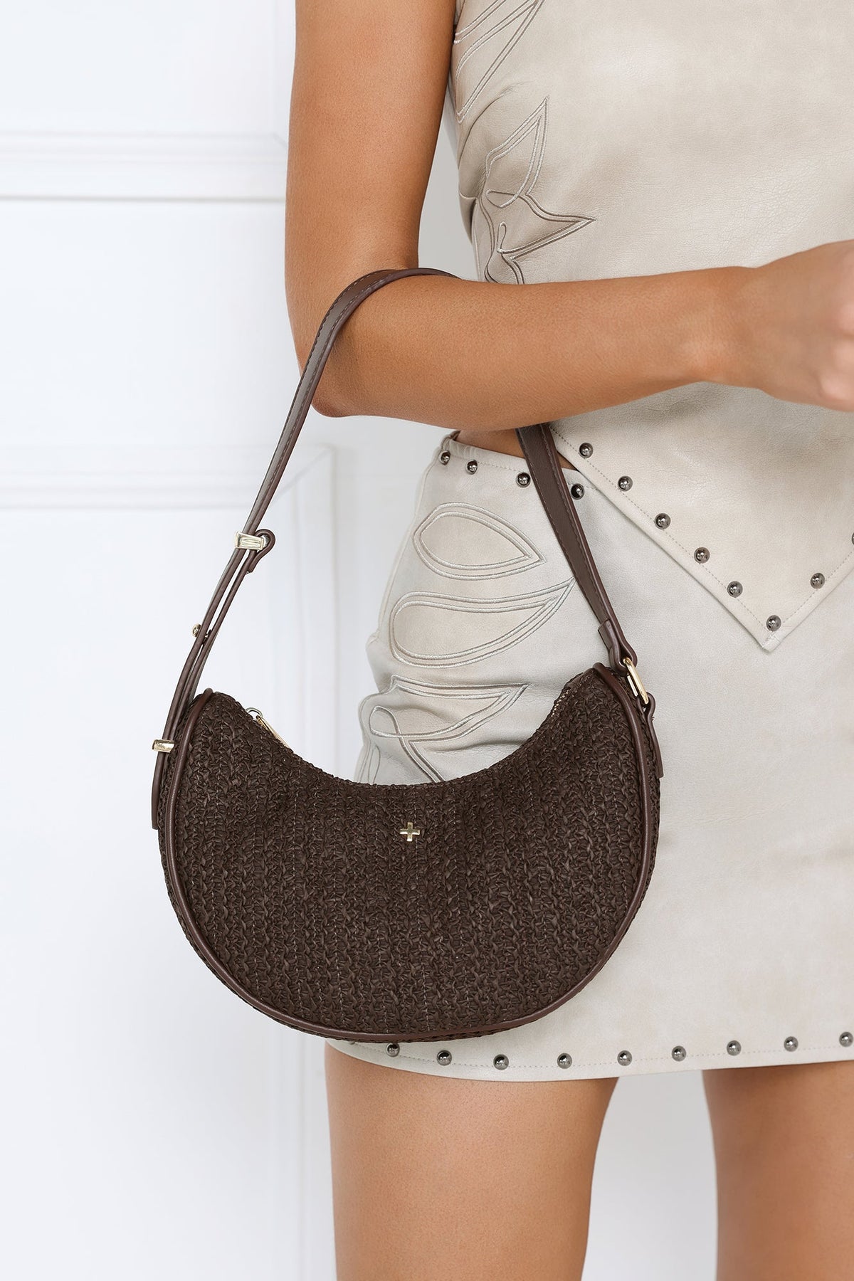 Naynay Bag Chocolate Raffia Gold