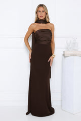 Luxe Nights Strapless Maxi Dress Chocolate