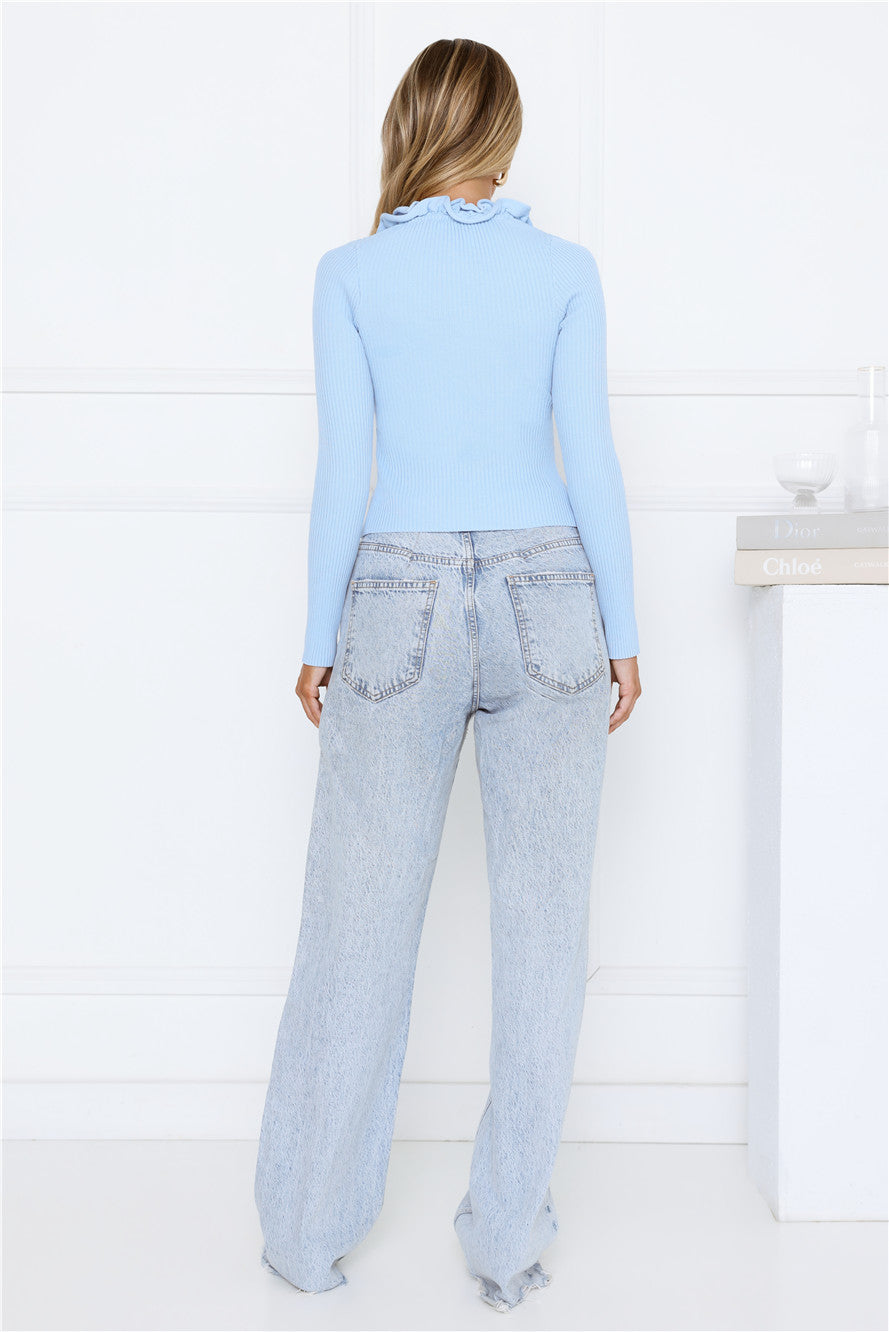 Irresistible Energy Knit Long Sleeve Top Blue