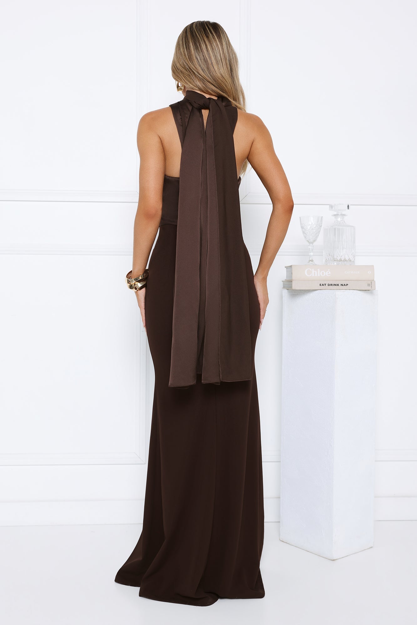 Luxe Nights Strapless Maxi Dress Chocolate