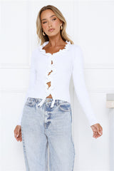 Irresistible Energy Knit Long Sleeve Top White