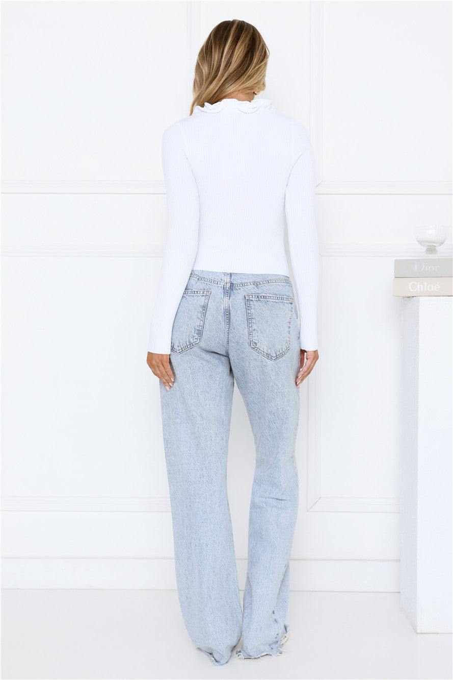 Irresistible Energy Knit Long Sleeve Top White