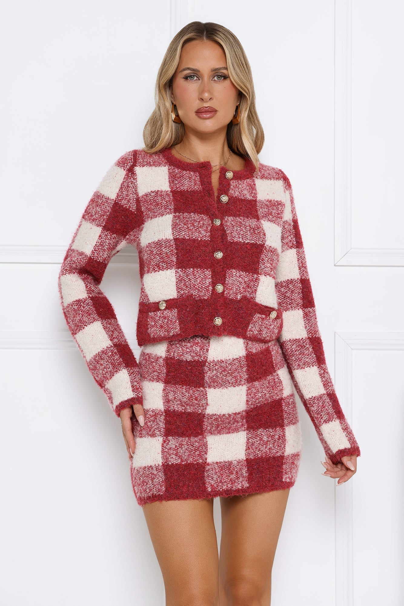 Cosy In London Knit Mini Skirt Red
