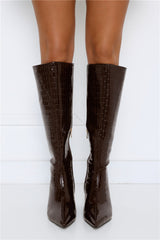Annora Boots Chocolate Shiny Croc
