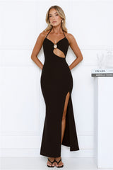 No Drama Here Halter Maxi Dress Black