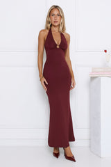 Hotter Now Halter Maxi Dress Wine