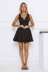 Be Mine Main Embroidered Mini Dress Black