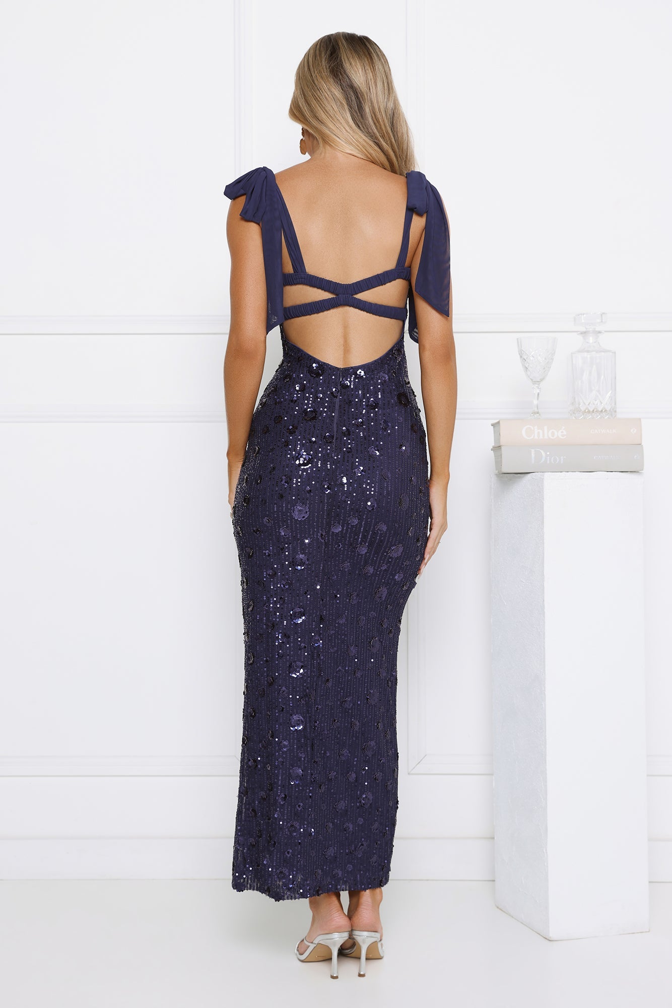 Bright Stars Sequin Maxi Dress Navy