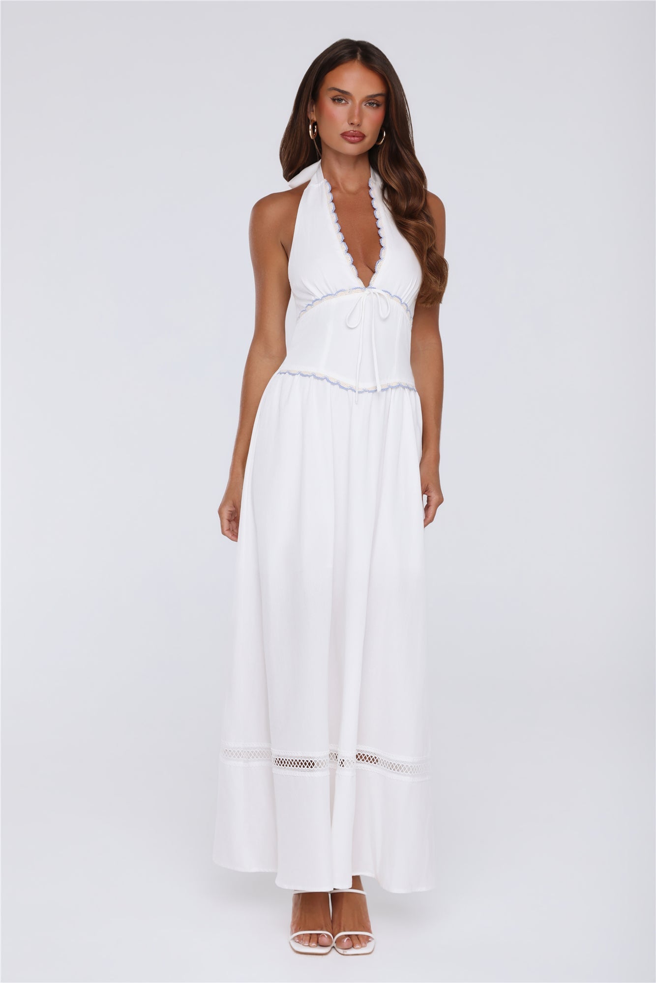 Pastel Promises Halter Maxi Dress White