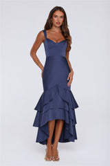 Formal Whimsy Satin Maxi Dress Navy