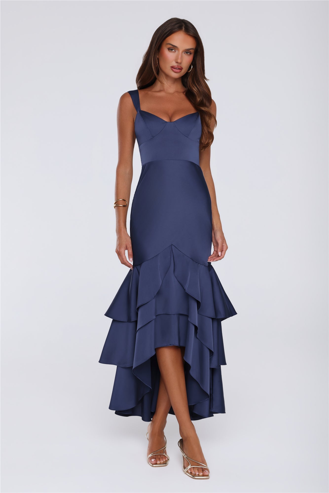 Formal Whimsy Satin Maxi Dress Navy