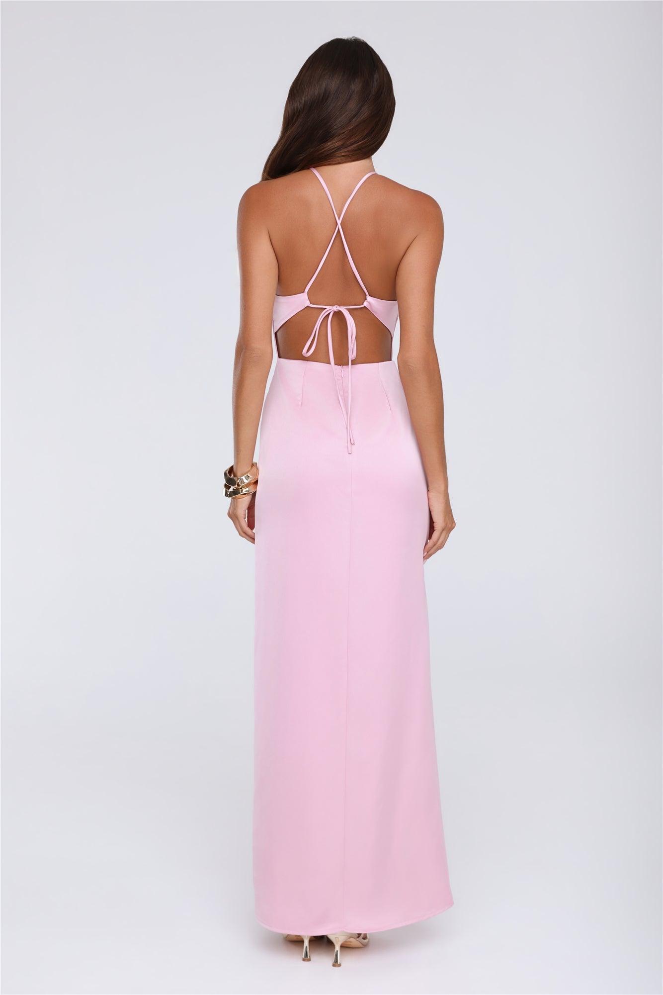 Pearl District Satin Maxi Dress Pink