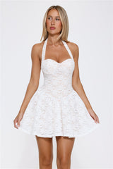 Delicate Daydream Halter Lace Mini Dress White