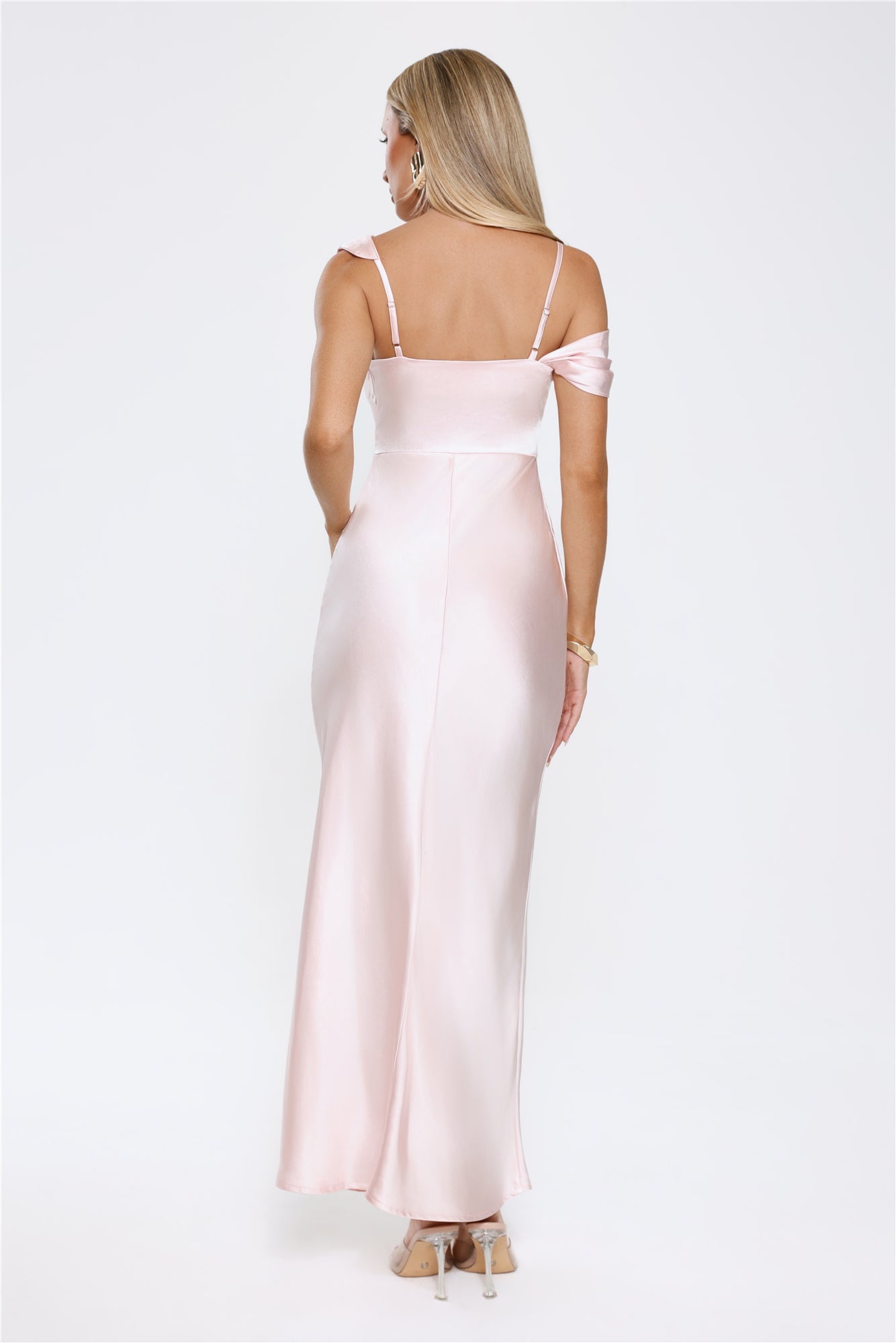 Glamorous Nights Satin Maxi Dress Pink