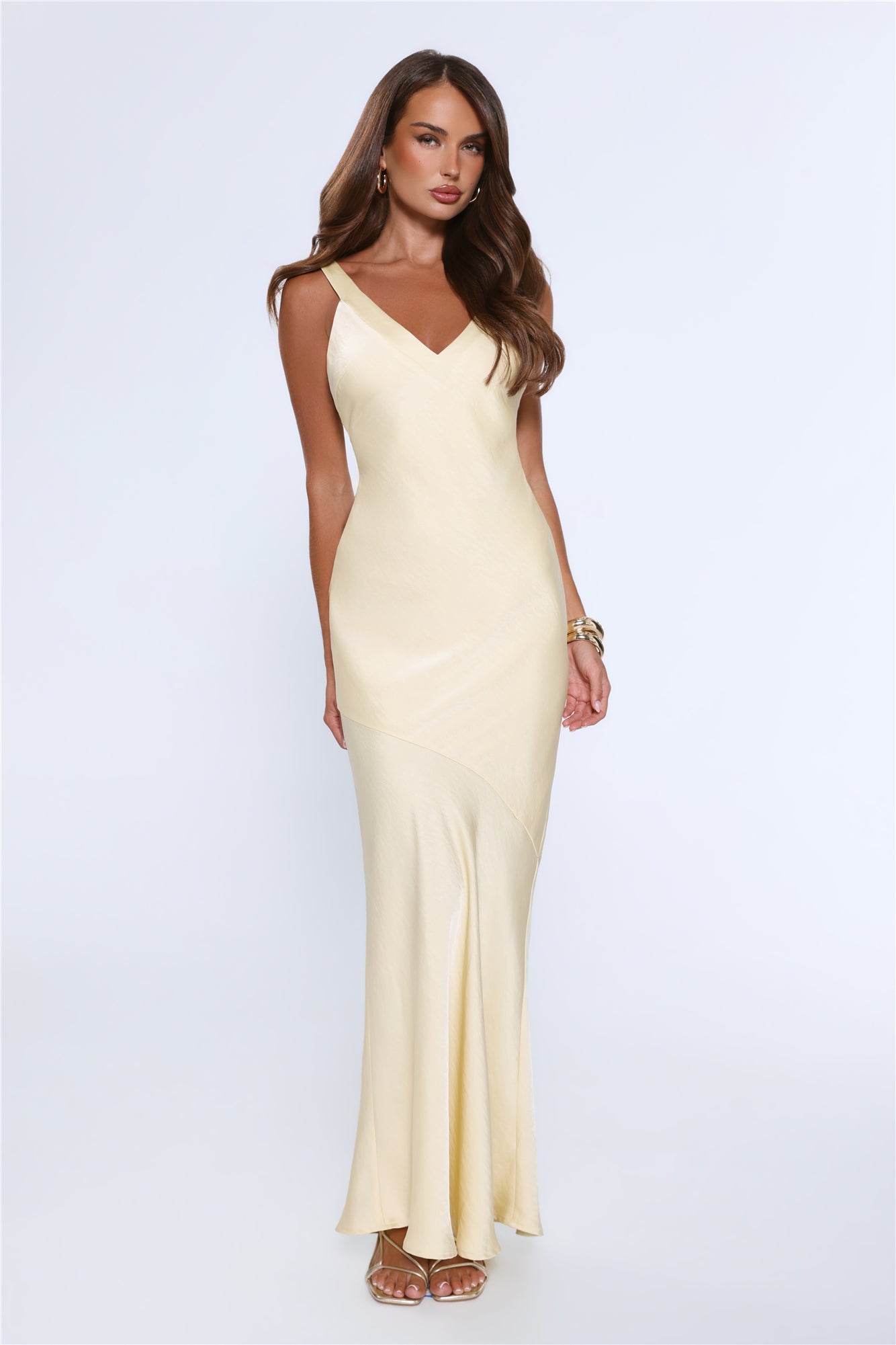 Life's A Movie Satin Maxi Dress Yellow