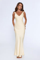 Life's A Movie Satin Maxi Dress Yellow