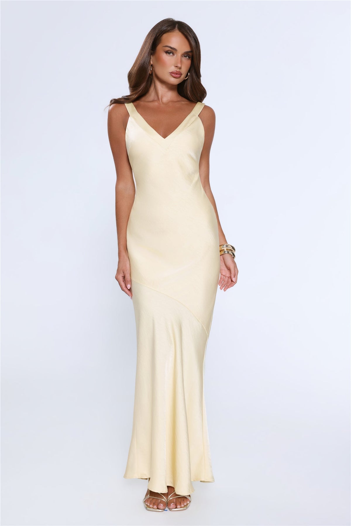Life's A Movie Satin Maxi Dress Yellow