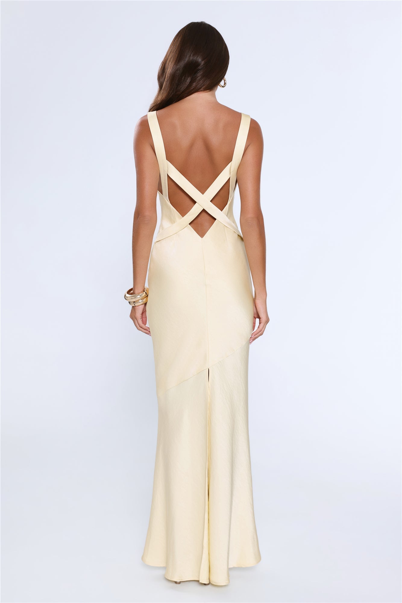 Life's A Movie Satin Maxi Dress Yellow
