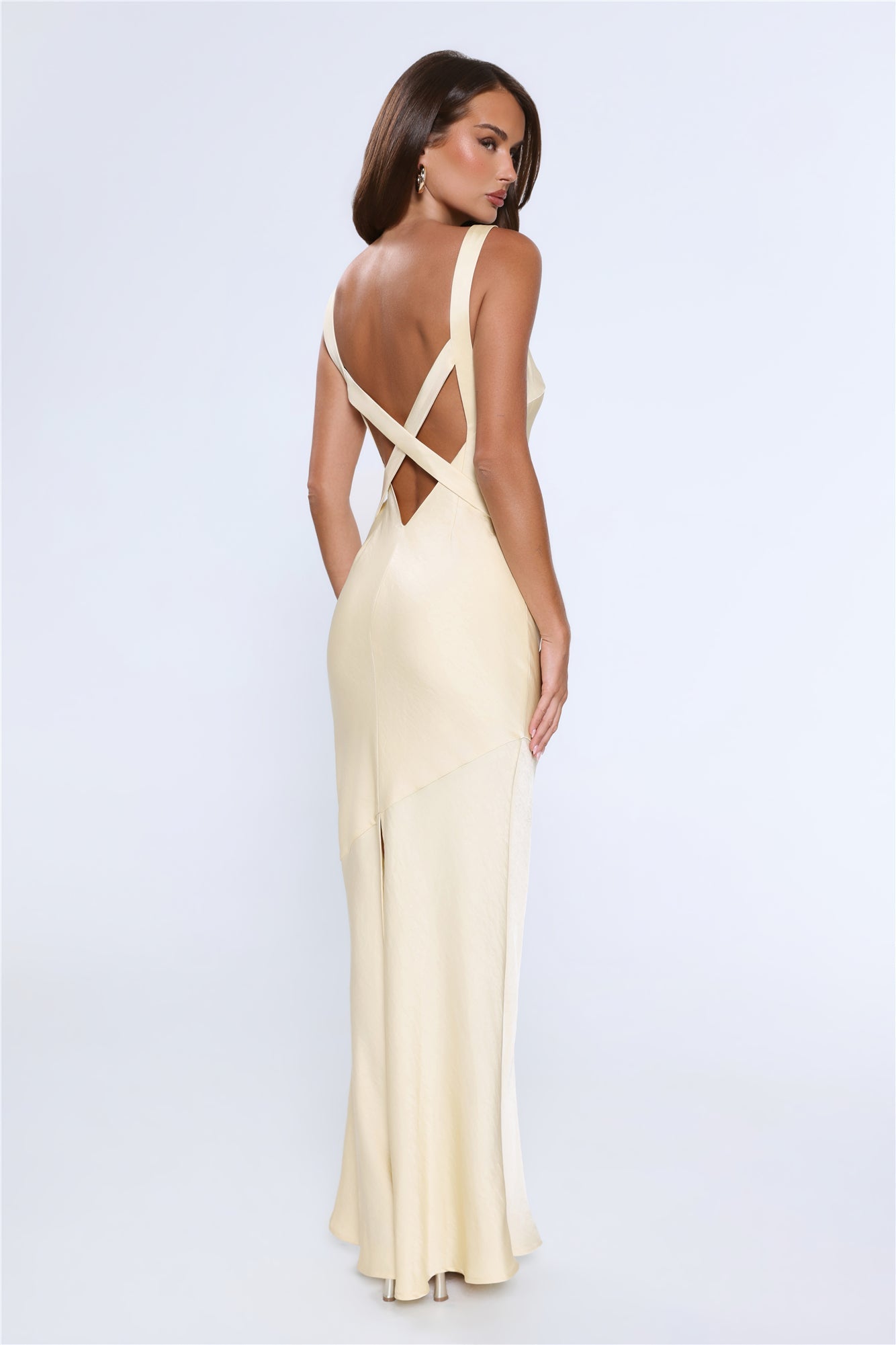 Life's A Movie Satin Maxi Dress Yellow