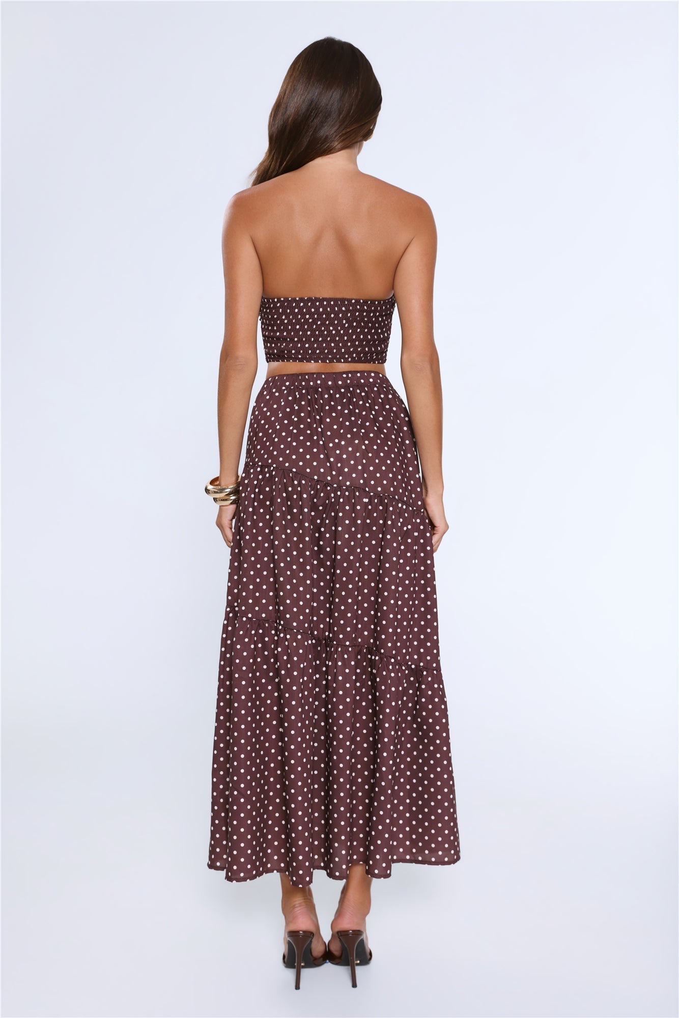 Icon Darling Polka Dot Maxi Skirt Brown
