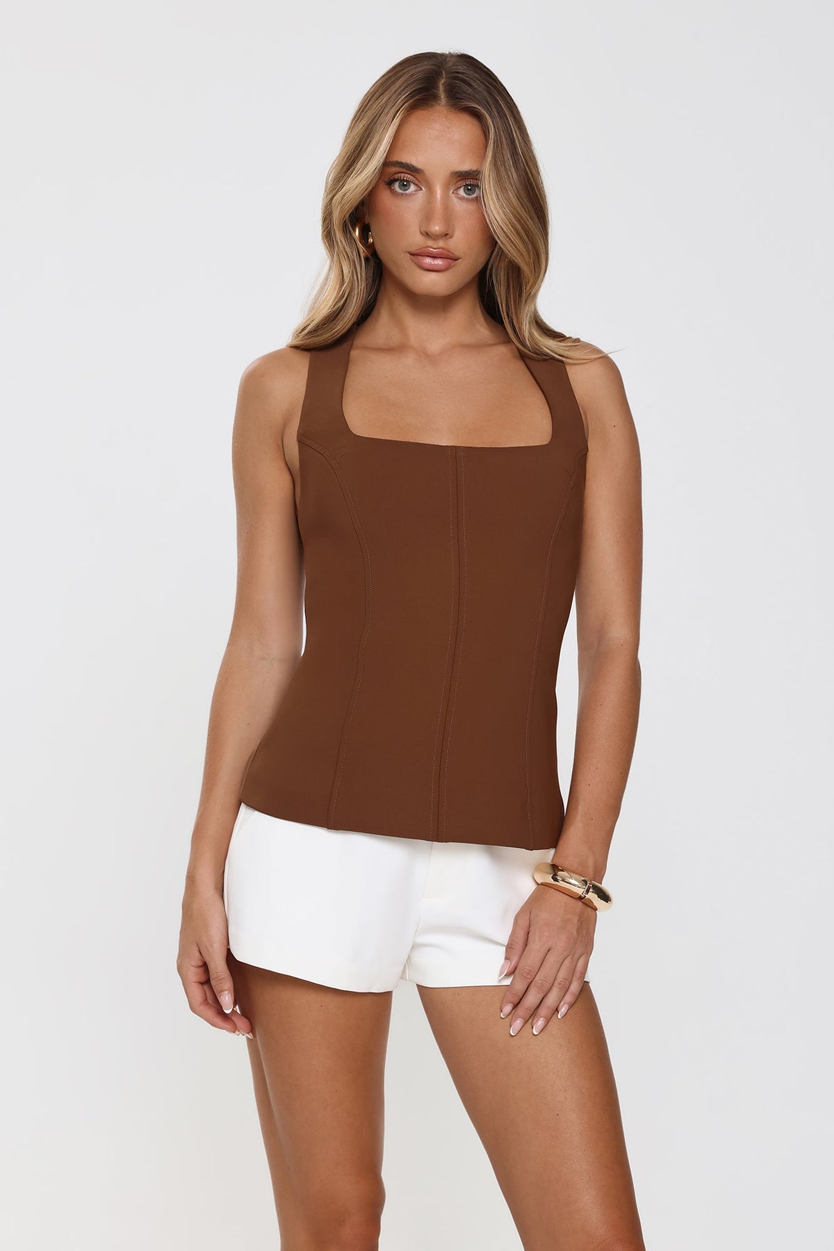 Minimalist Vibe Tailored Top Brown