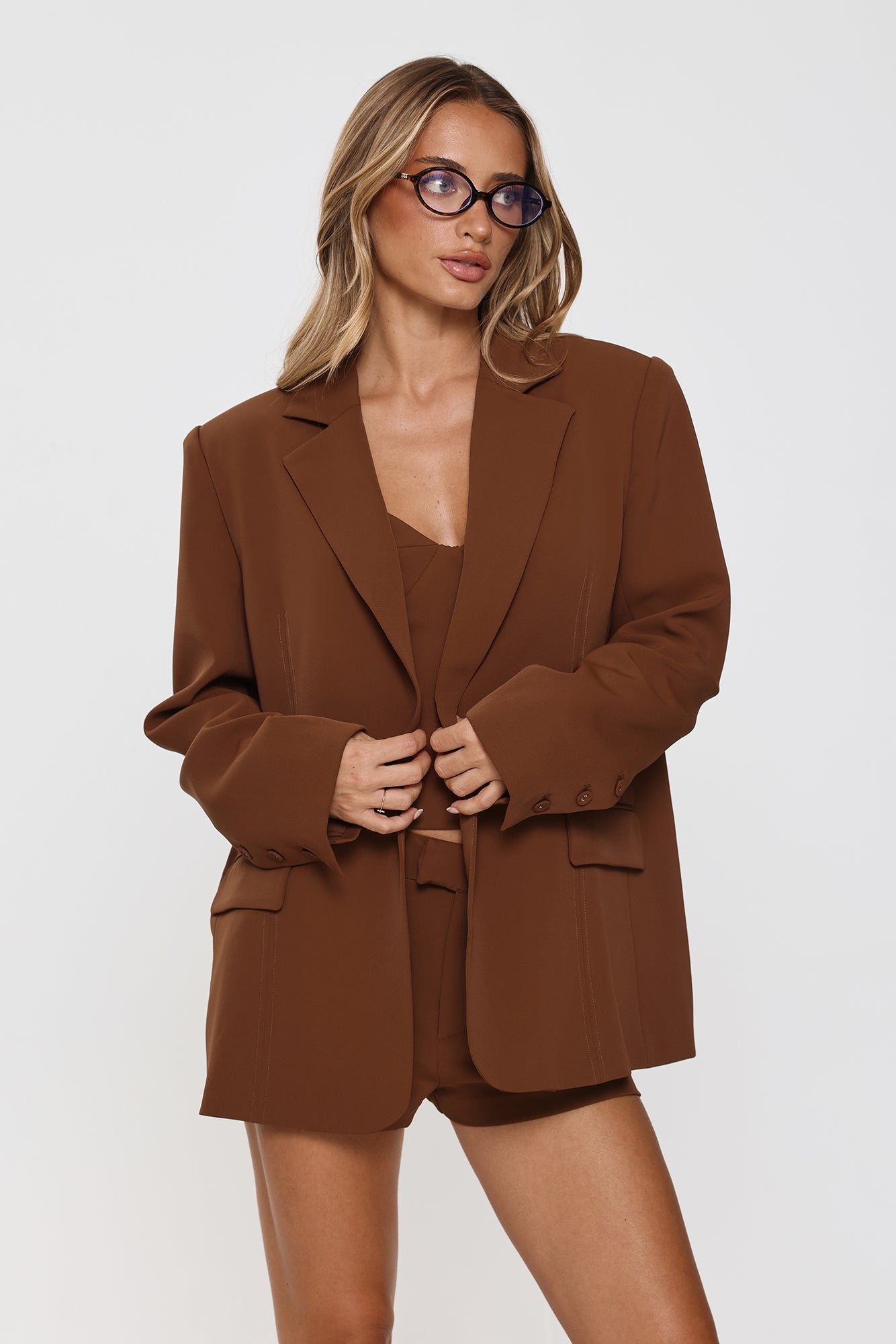 Modern Executive Tailored Blazer Brown