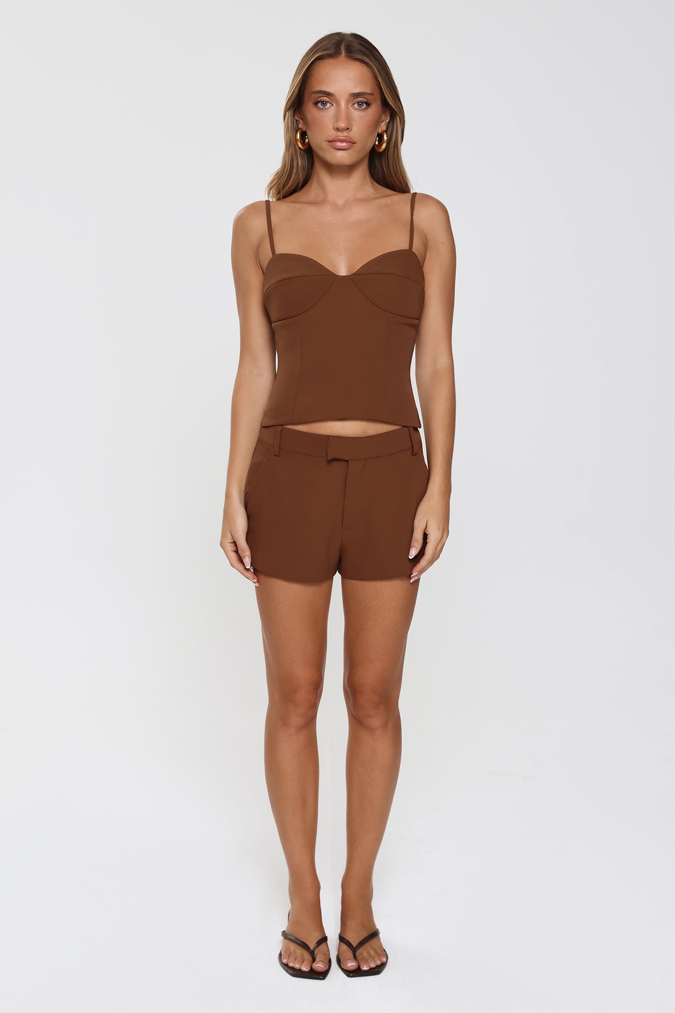 Classic Power Tailored Top Brown