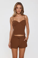 Classic Power Tailored Top Brown
