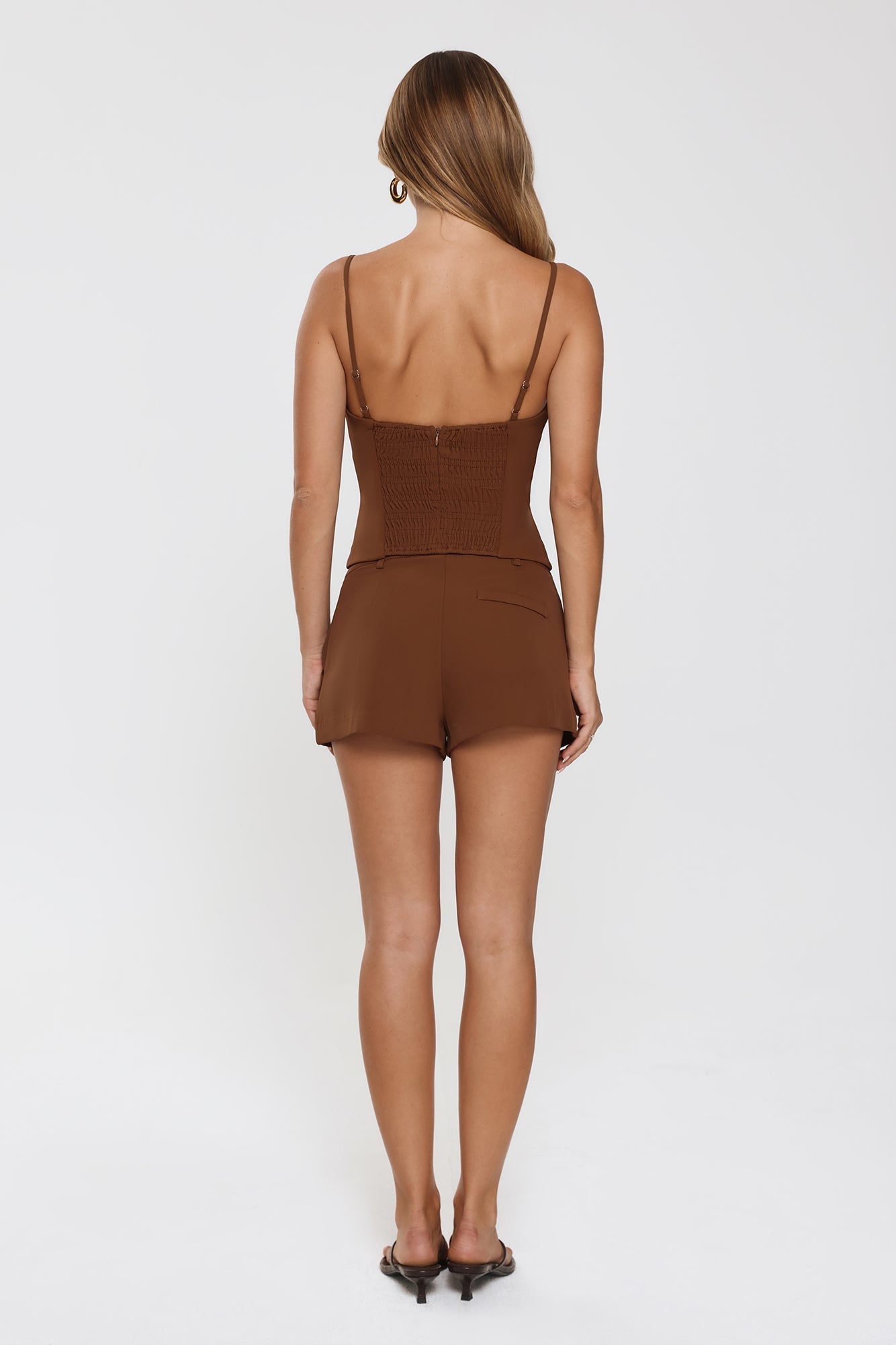 Classic Power Tailored Top Brown